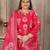 Pink color lichi viscose fabric prited plus size kurta set with dupatta