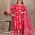 Pink color lichi viscose fabric prited plus size kurta set with dupatta