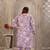 Lavender color rayon fabric prited plus size kurta set with dupatta