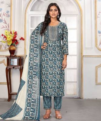 Rama color rayon printed readymade kurta set for trendy girls 1