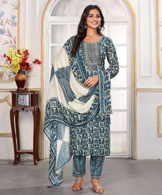 Rama color rayon printed readymade kurta set for trendy girls 5