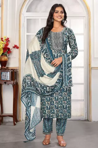 Rama color rayon printed readymade kurta set for trendy girls