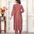 Red color chanderi fabric designer printed readymade kurta set for trendy girls