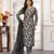 Black color chanderi fabric printed readymade kurta set for trendy girls