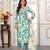 Sea green color rayon fabric designer printed readymade kurta set for trendy girls