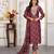 Wine color chanderi fabric designer printed readymade kurta set for trendy girls