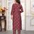 Wine color chanderi fabric designer printed readymade kurta set for trendy girls