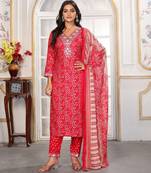 Pink color rayon fabric printed readymade kurta set for trendy girls
