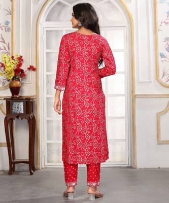 Pink color rayon printed readymade kurta set for trendy girls 3