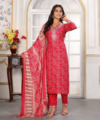Pink color rayon printed readymade kurta set for trendy girls 5