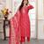 Pink color rayon fabric designer printed readymade kurta set for trendy girls