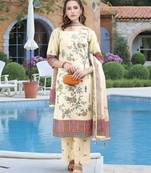 Pista color linen fabric digital printed ethnic readymade suit for trendy looks