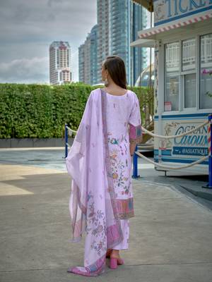 Purple color linen digital printed readymade suit for trendy looks 2