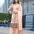 Peach color linen fabric digital printed ethnic readymade suit for trendy looks