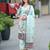 Sea green color linen fabric digital printed ethnic readymade suit for trendy looks