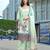 Sea green color linen fabric digital printed ethnic readymade suit for trendy looks