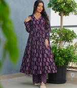 Purple color stylish top with bottom for graceful party looks