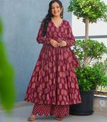 Maroon color stylish top with bottom for graceful party looks