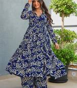 Blue color stylish top with bottom for graceful party looks