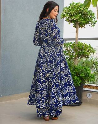 Blue color stylish top with bottom for graceful party looks 2