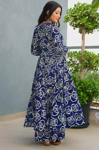 Blue color stylish top with bottom for graceful party looks