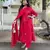 Red color rayon fabric printed ethnic partywear suit