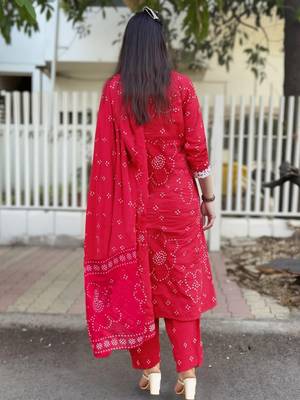 Red color rayon fabric printed ethnic partywear suit 2