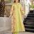 Lemon color chanderi butti fabric designer printed ethnic partywear suit