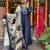 Navy blue color viscose chanderi fabric designer printed ethnic partywear suit