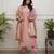 Peach color p v chanderi fabric ethnic reaymade kurta set with dupatta