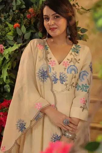 Yellow color viscosee chanderi reaymade kurta set with dupatta