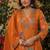 Orange color viscose chanderi fabric ethnic reaymade kurta set with dupatta