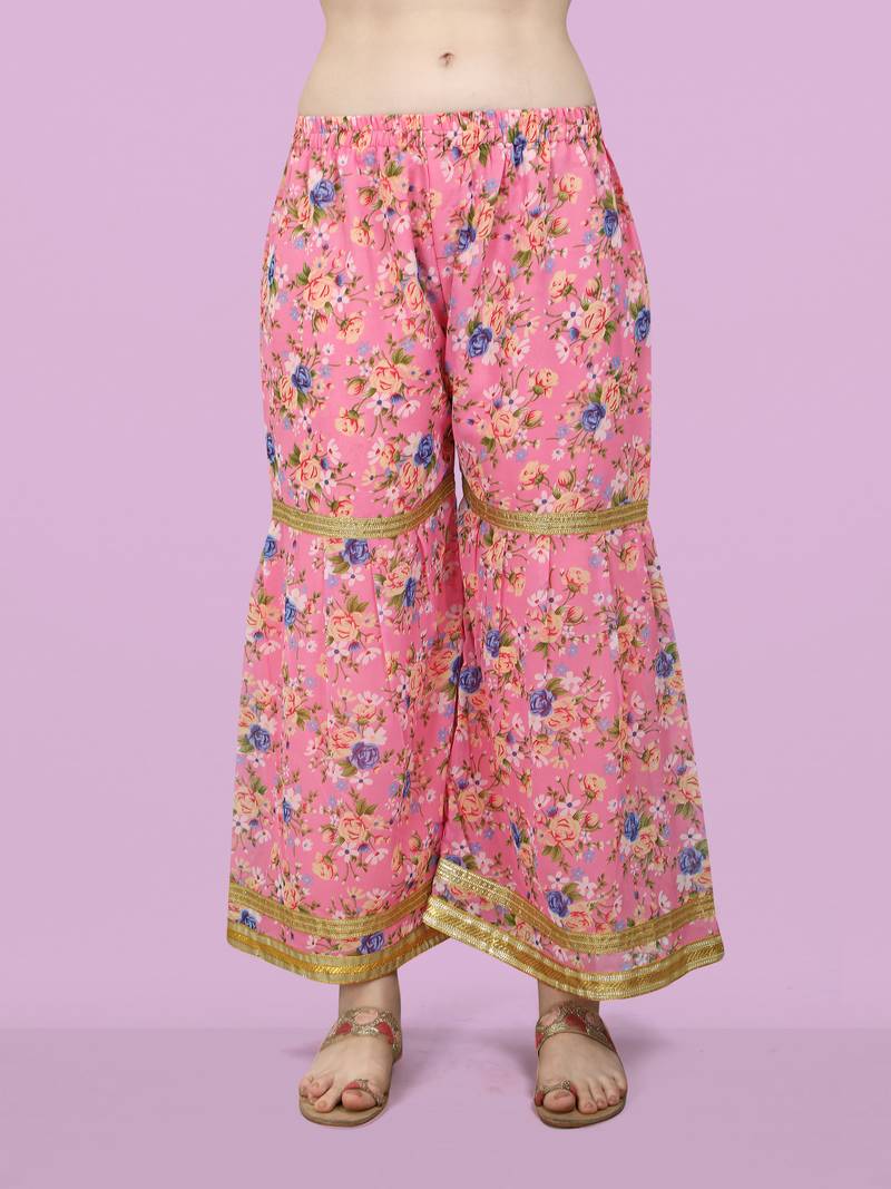 Peach color georgette fabric ethnic ceremonial sophisticated girlie kurta set