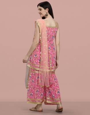 Pink color georgette fabric ethnic ceremonial sophisticated girlie kurta set 2