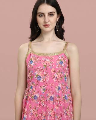 Pink color georgette fabric ethnic ceremonial sophisticated girlie kurta set 3