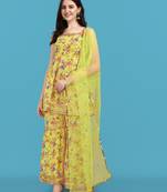 Yellow color georgette fabric ethnic ceremonial sophisticated girlie kurta set