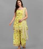 Yellow color georgette fabric ethnic ceremonial sophisticated girlie kurta set