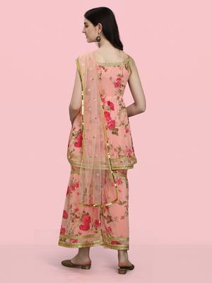 Pink color georgette fabric ethnic ceremonial sophisticated girlie kurta set 2