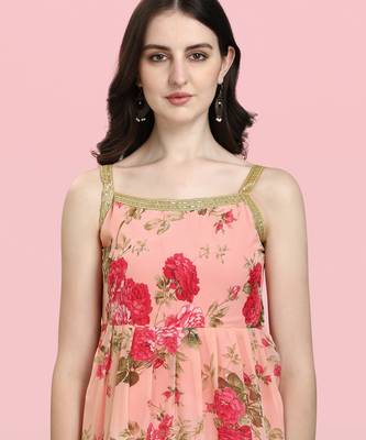Pink color georgette fabric ethnic ceremonial sophisticated girlie kurta set 3