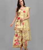 Yellow color georgette fabric ethnic ceremonial sophisticated girlie kurta set