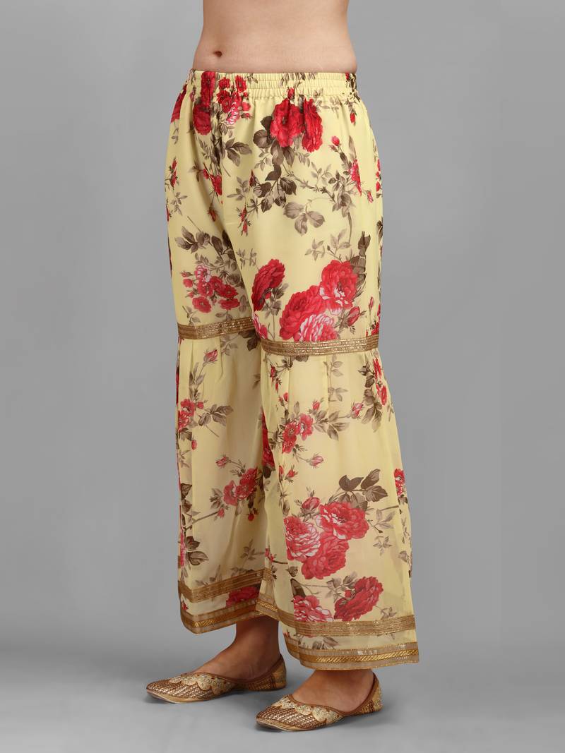 Yellow color georgette fabric ethnic ceremonial sophisticated girlie kurta set