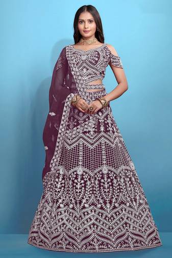 Purple Color Beautiful Bridesmaid Lehenga For Ceremonial Looks