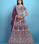 Purple Color Beautiful Bridesmaid Lehenga For Ceremonial Looks