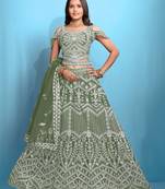 Green Color Beautiful Bridesmaid Lehenga For Ceremonial Looks