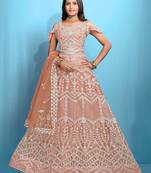 Peach Color Beautiful Bridesmaid Lehenga For Ceremonial Looks