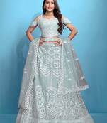 Sky Blue Color Beautiful Bridesmaid Lehenga For Ceremonial Looks