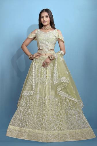 Pista Color Beautiful Bridesmaid Lehenga For Ceremonial Looks