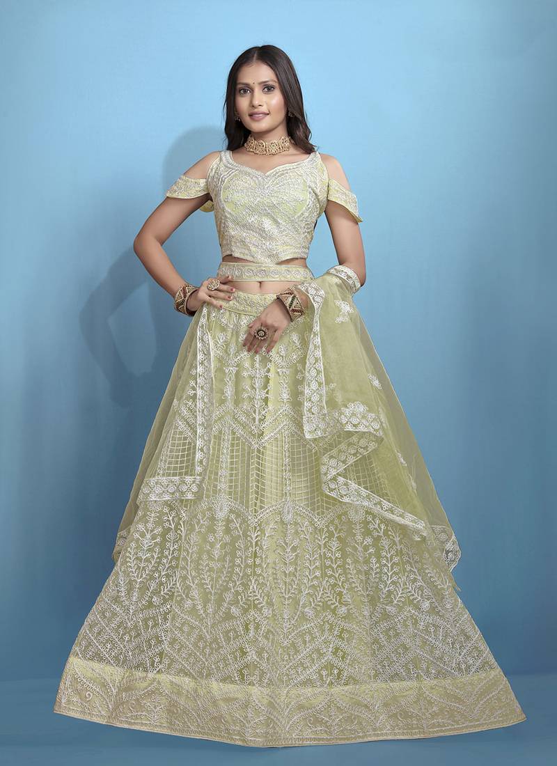 Pista Color Beautiful Bridesmaid Lehenga For Ceremonial Looks