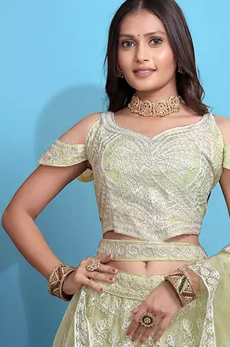 Pista Color Beautiful Bridesmaid Lehenga For Ceremonial Looks