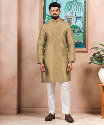 Chikoo color graceful partywear kurta payjama for mens ceremonial looks 1